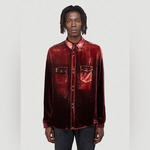 Saint Laurent Velvet Red Shirt GORGEOUS Colors Unisex L XL